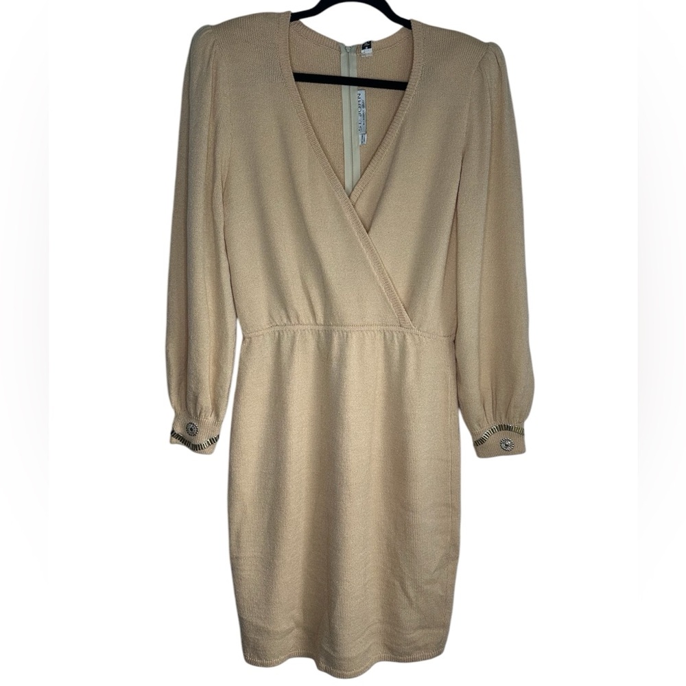 ST. John by Marie Gray size 8 knit dress v-neck studded sequin long sleeve